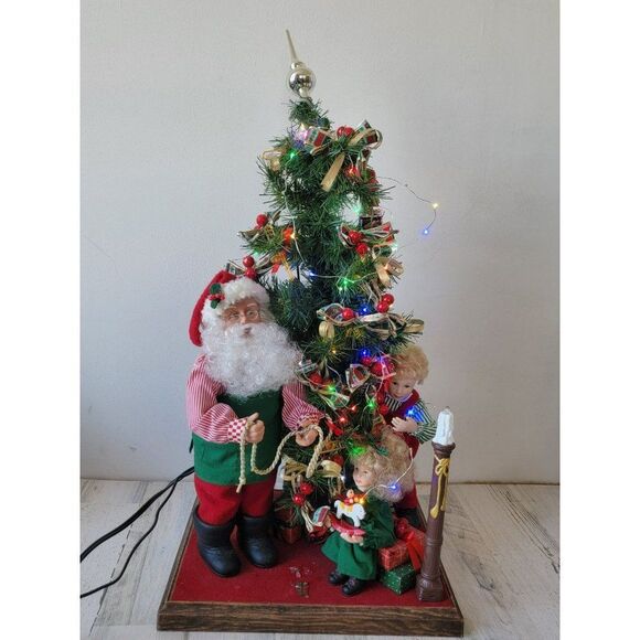 Holiday Creations 1993 kid brother sister Santa Claus tree animated Xmas figure - Picture 1 of 16